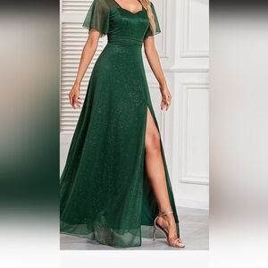Xucthhhc Elegant Green Evening Gown New